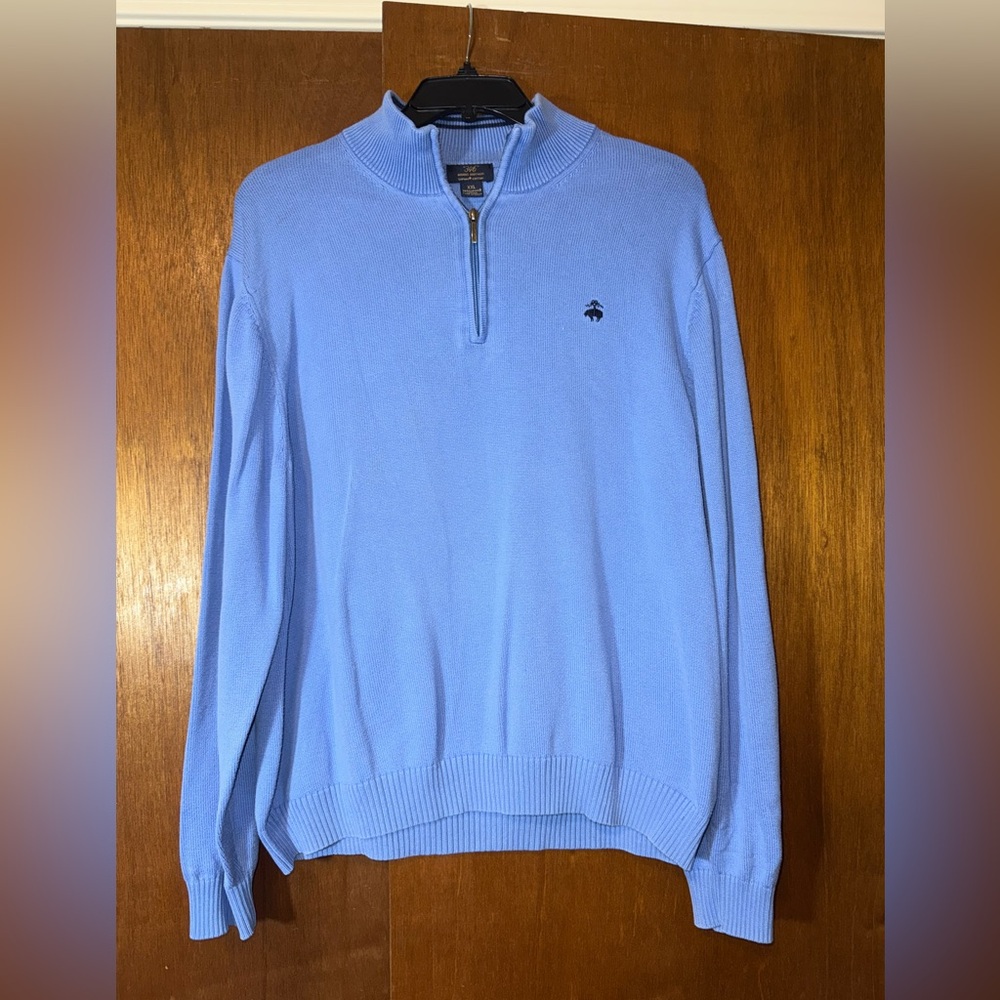 🐠 Brooks Brothers Light Blue Zip-Up Sweater